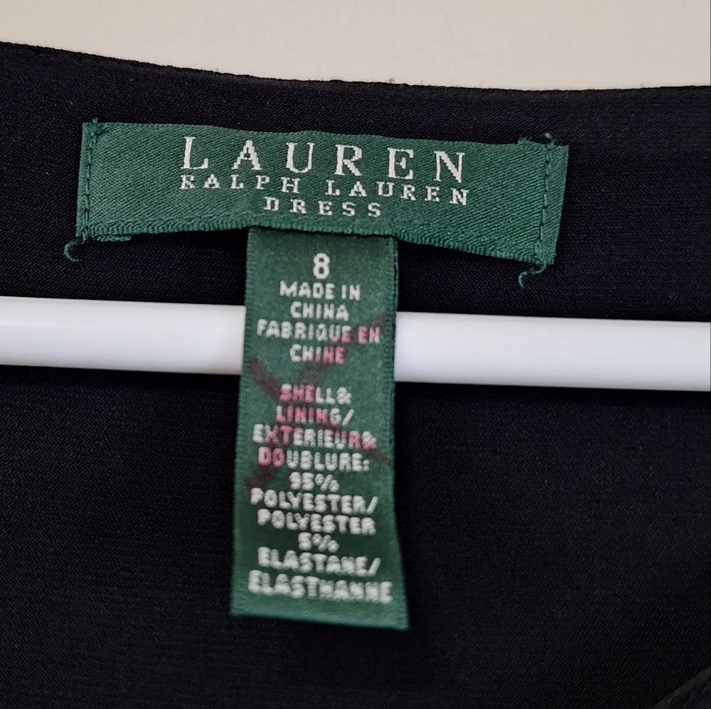 NWOT Lauren Ralph Lauren Sz 8 Zigzag Geometric Print 3/4 Sleeve Shift Dress - Picture 2 of 5